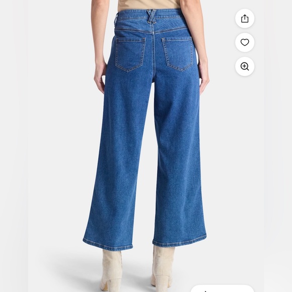 Time and Tru Size 18 Jeans Wide Leg Cropped High Rise Medium Wash Stretch - Picture 2 of 6